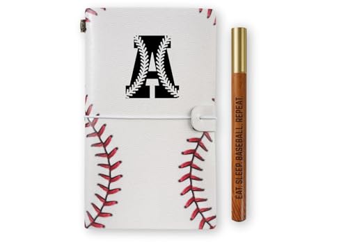 InnoBeta Baseball Gifts for Men Women, Baseball Coach Gifts Journal and Pen Vegan Leather Refillable Notebook, Sketchbook, Travel Diary, 7.8x5 Inches - A - color: A