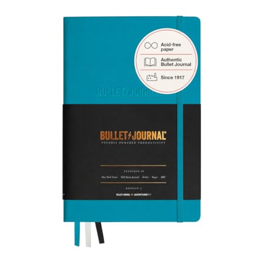 LEUCHTTURM1917 The Official Bullet Journal Edition 2 - Notebook Built for BuJo, Medium A5 204 Pages of 120gsm Paper, with Bujo Pocket Guide (Turquoise25) - color: Turquoise25