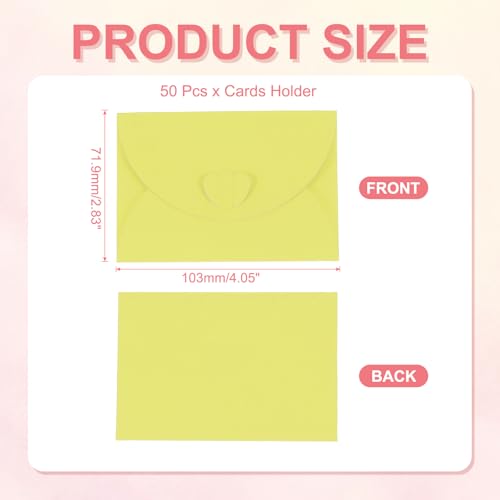 PATIKIL Mini Card Envelopes 4"x2.8", Cute Cards Holder with Heart Clasp for Birthday Weddings Favors Business Greeting Cards (Light Green, Pack of 50) - color: Light Green