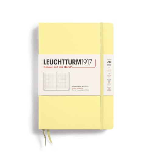 LEUCHTTURM1917 - Notebook Hardcover Medium A5-251 Numbered Pages for Writing and Journaling (Vanilla, Dotted) - color: Vanilla, style: Dotted