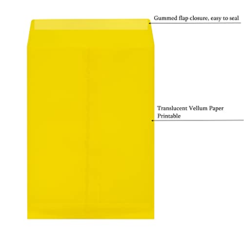 Quotidian Lemon Vellum Translucent Paper Envelopes 4 3/4x6 1/2 in, 50 Count - color: Lemon