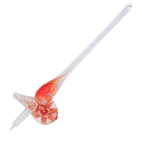 Crystal Glass Intarsia Dip Pen Fountain Pen Kit Vintage Calligraphy Signatures Pen, Orange - color: Orange