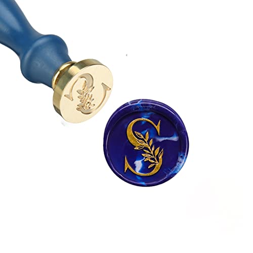 SWANGSA Botanical Leaves Letter S Wax Seal Stamp Kit with Sealing Wax Beads - size: Stamp Kit, style: S