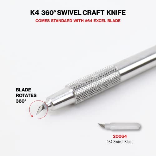 Excel Blades K4 Swivel Craft Knife with 360-Degree Rotating Blade, Aluminum