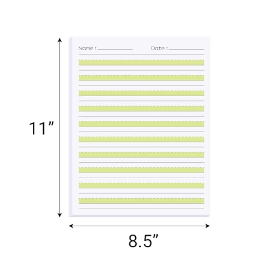 zmybcpack 2 Pack 8.5" x 11" Highlighted Write Beginner Paper for Kids | Handwriting Paper for Kids Letter Positioning (100 Sheets Each Pack, Double Printed) - size: 8.5" x 11"