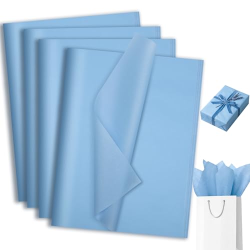 woric 160 Sheets Blue Tissue Paper for Gift Bags 20 X 14 Inches | Dusty Blue Tissue Paper Bulk for DIY Crafts Baby Shower Boy Weddings Birthday First Day of School Decorations - color: Grey Blue