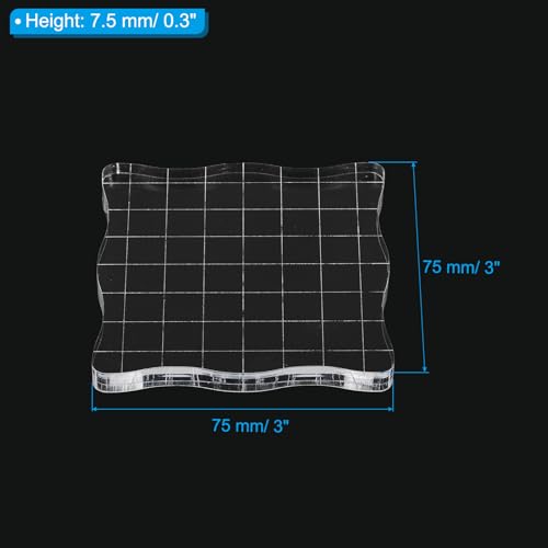 PATIKIL Acrylic Stamp Block, 5 Pack Stamping Block Square Shape with Grid Lines Decorative Mounting Blocks Set for Scrapbooking DIY Crafts Cards Making, 3" x 3" - size: 3" x 3"