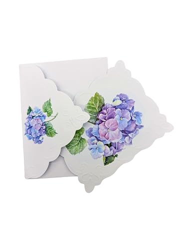 Poster Foundry Set of 3 - Blue Hydrangea Boxed Note Cards by Carol Wilson. 10 embossed 4x5 Die-Cut Notecards and Matching Stationery Envelopes in Decorative Gift Box with Magnetic Flap. NCP2101 - color: Floral - Blue Hydrangea, style: 3 gift box sets / 30