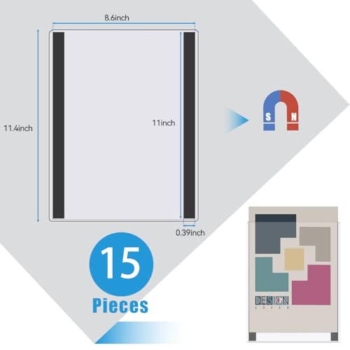 15 Pcs 8 1/2'' x 11'' Rigid Magnetic Sign Holder Magnetic Frames Clear Plastic Paper Holder with Magnet Borders Magnetic Document Holder (15Pcs) - color: 15Pcs