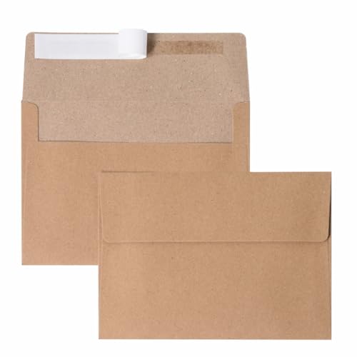 50 Pack Kraft A7 Envelopes, Brown 5x7 Invitation Envelopes, Self Seal Envelopes Printable, for Weddings, Greeting Cards, Photos, Postcards, Mailing, Party - color: Kraft, size: 50 Pack A7 Envelopes (5.31x7.28in)