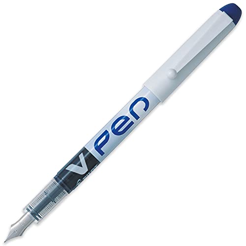 Pilot V PEN - Erasable Disposable Fountain Pen - 0.6mm Nib Tip - Medium Line - Wallet Pack of 5 - Blue Ink