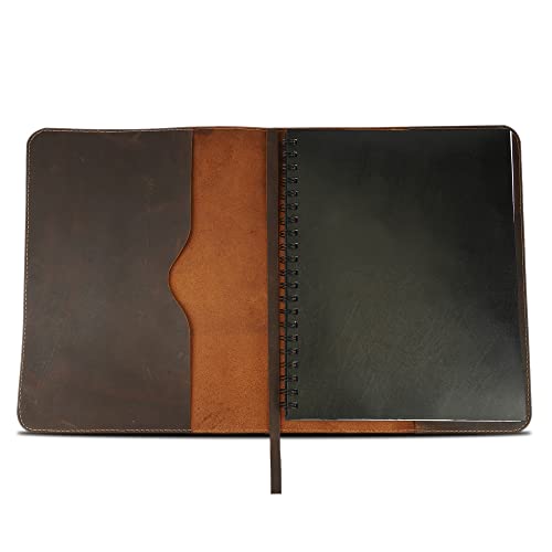 Large Leather Journal Cover for Hard Cover Notebook 8.5 x 11 - Handmade Rustic, Full Grain Leather Journal Cover Notebook Refillable (Brown) - color: Brown Leather Journal Cover