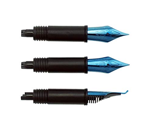 Set of 3 Hongdian Fountain Pen Blue Nibs (Fine, Extra Fine and Bent Nib) for Black Forest 1850, 1851, 1861, M2, M1, 1843, 6013, 517D, 517S, 525, 1843 and 920 Series - color: Blue, style: EF, F, Bent