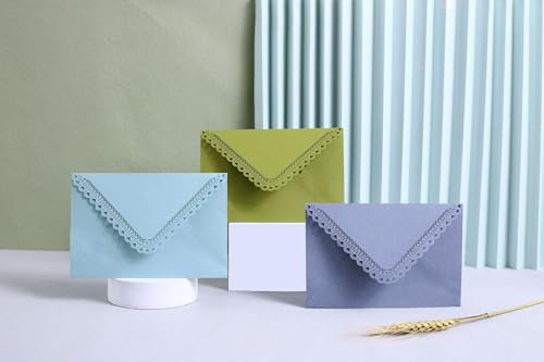 10Pcs 160×113mm Macaron Vintage Hollow Lace Envelopes, Grass Green for DIY Card Wedding Invitation Gift Packaging - color: Grass green
