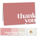 Paper Play Thank You Cards Bulk Pack of 40 Pink, 5x3.5 Inches with Matching Stickers & Envelopes, Minimalistic Design Suitable for Business, Baby Shower, Wedding, Small Business, Graduation, Funeral - color: Pink