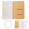 Travelers Notebook Insert Set for Standard/Regular Size Covers, 3-Piece Travelers Notebook Accessories with Kraft Folder, Clear Zipper Pouch and Elastic Cord, Folded 4.5 x 8.3 in