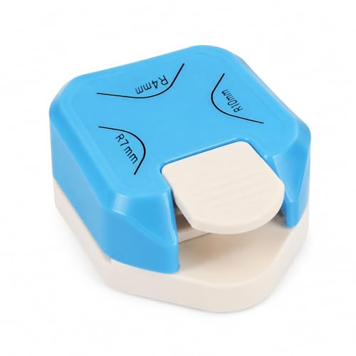 1 Pack 3 in 1 Paper Corner Rounder Punch, R4 R7 R110 Corner Cutter for Cardstock Photos Scrapbook, Round Edge Paper Punch for Stickers Junk Journal Card Making Supplies, Craft Hole Puncher (Blue) - color: Blue