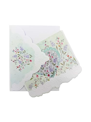 Poster Foundry Floral Heart Boxed Note Cards by Carol Wilson. 10 embossed 4x5 Die-Cut Notecards and Matching Envelopes in Decorative Gift Box with Magnetic Flap. NCP2375 - color: Floral - Floral Heart, style: 1 Gift Box Set / 10 Cards Total