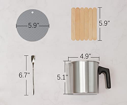 Aroparc Candle Making Pouring Pot, 1200ml / 40 oz Double Boiler Wax Melting Pot, 2lb Pouring Pitcher for Candle Making with Spoon, Wick Centering Device, Heat Resistant Mat - size: 40oz-Kit-Double Boiler