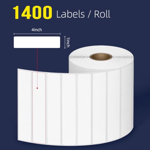 L LIKED 4"x1" Thermal Labels, 16800 Strong Adhesive Shipping Labels | 12 rolls, 1400 labels/Roll, Block Old Information, BPA Free, Perforated, Compatible with Most Printers - size: 4"x1"-12 Rolls