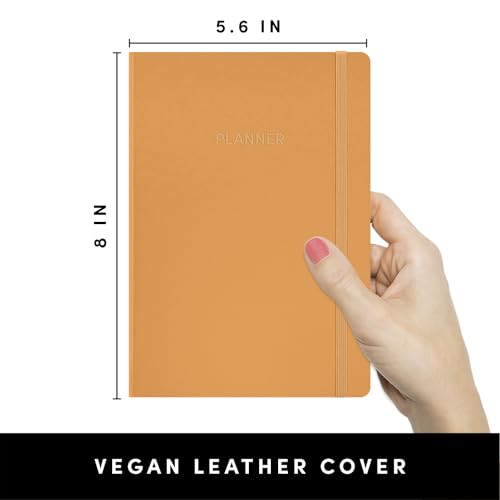 PAPERAGE Undated Weekly & Monthly Hardcover Planner (Marigold), 5.6 in x 8 in, Includes Lined Note Pages & 2 Sticker Sheets - color: Marigold, style: Casebound