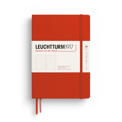 LEUCHTTURM1917 - Notebook Hardcover Medium A5-251 Numbered Pages for Writing and Journaling (Fox Red, Dotted) - color: Fox Red, style: Dotted