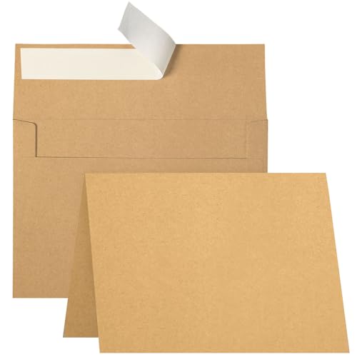 Goefun 100 Pack Brown Kraft Blank Cards and Envelopes 5x7 - color: Brown, size: 5x7