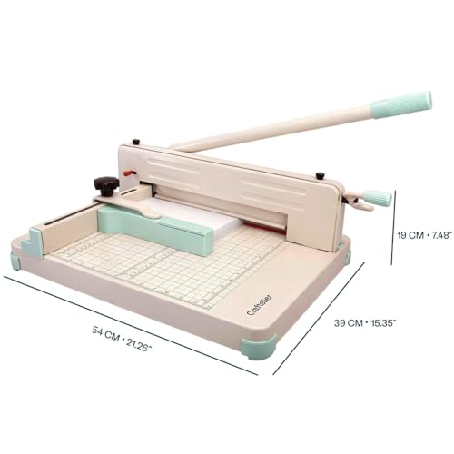 Craftelier - Heavy Duty Guillotine Paper Cutter, 400 Sheets, 12" (A4) | Solid steel construction, safety lock and protective cover, Cutter for 1.5” thick stacks, includes handle and hex keys - style: Professional guillotine