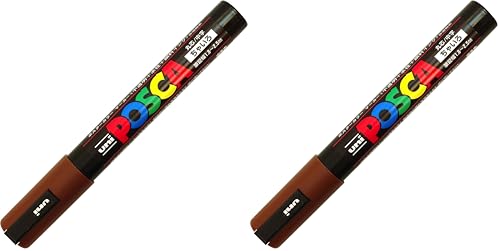 uni Posca Medium Marker, Brown (PC5M.21) (Pack of 2) - color: Brown, size: 1 Count (Pack of 2), style: Medium Marker