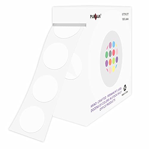 PARLAIM White 0.75 inch Round Color Coding Circle Dots Label in Box 1000pcs - color: White, size: 1 Roll-1000PCS