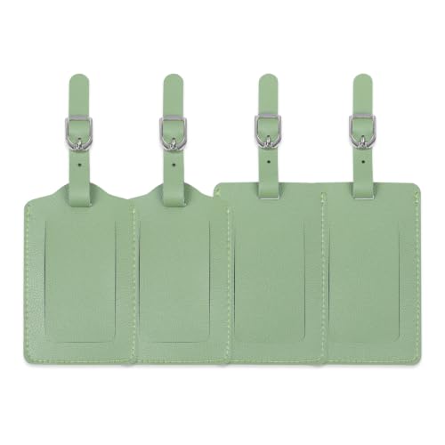 Vigorport Luggage Tags, Leather Personalized Suitcase Tag Set of 4 Pack - color: Avocado Green