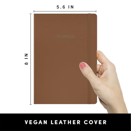 PAPERAGE Undated Weekly & Monthly Hardcover Planner (Cognac), 5.6 in x 8 in, Includes Lined Note Pages & 2 Sticker Sheets - color: Cognac, style: Casebound