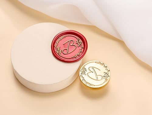 Yoption Handwritten Letter with Olive Branch Wax Seal Stamp, B | Wooden Handle with Brass Head for Wedding Invitation, Envelope Seals, Snail Mail, Gift Wrap, Christmas Card
