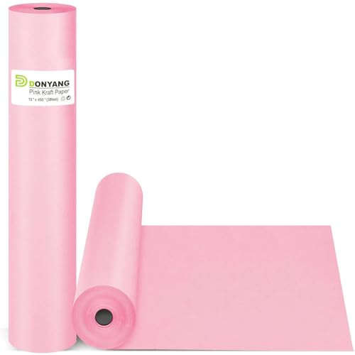 Pink Wrapping Paper 15"x450", Bulletin Board Craft Decorative Paper Roll - color: Pink, size: 15 x 450 Inch