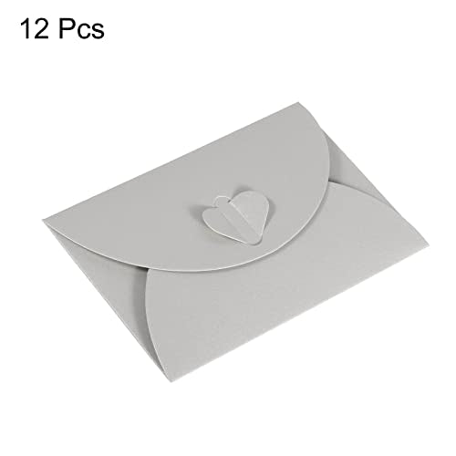 PATIKIL Gift Card Envelopes, 12pcs Heart Shaped Clasp Mini Envelope, Silver - color: Silver