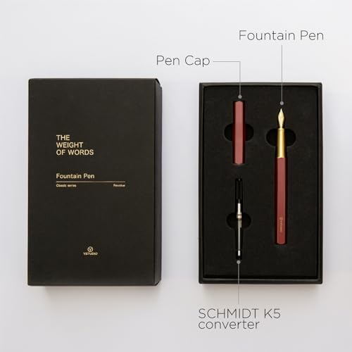 YSTUDIO Stunning Classic Revolve Fountain Pen, Schmidt Gilded Nib, Best Pen Gift Set for Men & Women, Professional, Executive Office, Nice Pens（red，F nib） - color: Red, style: F nib