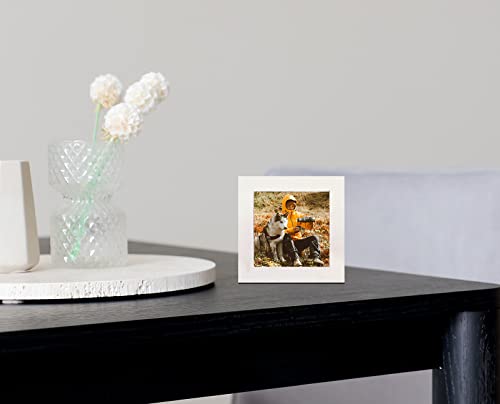 4x4 White Picture Frames Set of 2, Square Solid Wood Photo Frame for Tabletop or Wall Mounting - color: White, size: 4X4(2pcs)