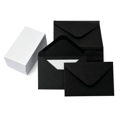 YINUOYOUJIA 100 Packs of Mini Envelopes with 100 Blank Cards - color: Black, size: Mini envelopes&Blank cards