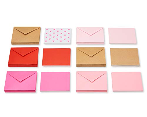 American Greetings 200-Count All-Occasion Blank Stationery Cards, Assorted Pink, Red, Kraft & Heart Print