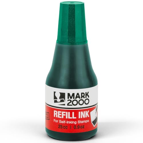 Mark 2000 Premium Green Self-Inking Refill Ink + Stamp Pad - 2" by 4" - Quality Felt Pad - color: Green, size: Ink bottle + (2" x 4") Stamp Pad