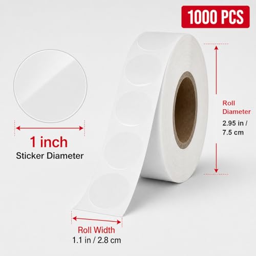 1000 Pcs 1" Thicken Clear Circle Stickers for Sealing - color: Diameter 1" (Clear)