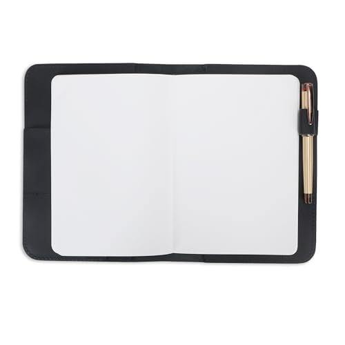 Refillable A5 Leather Cahier Journal Cover 5.75 X 8.25 In, Black | Handmade Refillable Leather Cover Fits Medium A5 5.75 X 8.25 In Notebooks And Cahiers For Travelers, Writers And Gifting - color: Black