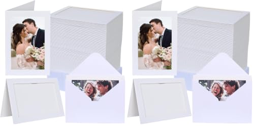 50 Count Photo Frame Cards with Envelopes 4x6 Paper Picture Frame Bulk Cardboard Photo Insert Card Holder for Back to School,Graduation,Wedding Birthday Classroom DIY- White (Pack of 2) - size: 4x6 - 50CT (Pack of 2)