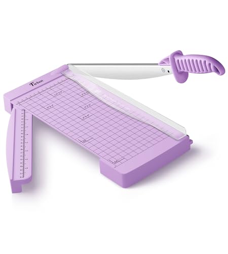 Firbon 12" Guillotine Paper Cutter with Hidden Ruler, Compact Paper Trimmer - color: Purple
