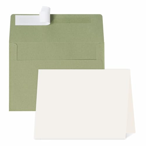 30 Pack Sage Green A4 Blank Cards with Envelopes, 4x6 Folded Cardstock and Matching Self-Seal Envelopes, Printable Thank You Greeting Cards, for DIY, Custom Printing, Wedding, Birthday & All Occasions - color: Sage Green, size: 30 Pack A4 Cards and Envelo