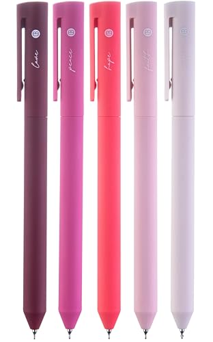 DIVERSEBEE Gel Ink Pens Assorted Colors, 0.5 mm Fine Point (Pink) | Bible Pens No Bleed Through with Cute Fine Tip, Bible Study Journaling Supplies Set, 5 Pack - color: Pink, size: 1 Count (Pack of 5)