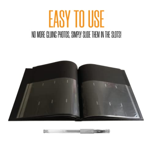 2x6 Photo Strip Album, Black Cover Black Pages, 2 Gel Pens - color: Black, size: 1