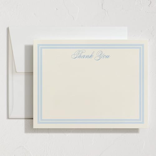 Minted Classic Start Stationery Cards, Blank Thank You Cards and Envelopes, Thank You Notes for Handwritten Messages, Note Cards & Stationery Set for Women and Men, Powder Blue Color Theme - color: Classic Start