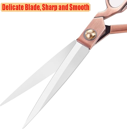 Heavy Duty Tailor Shears Set, Dressmaking Scissors Fabric Scissors Stainless Steel Sharp Shears & Soft-Grip Handle for Cutting Fabric, Clothes, Leather, Denim, Altering, Sewing (Rose Gold) - color: Rose Gold