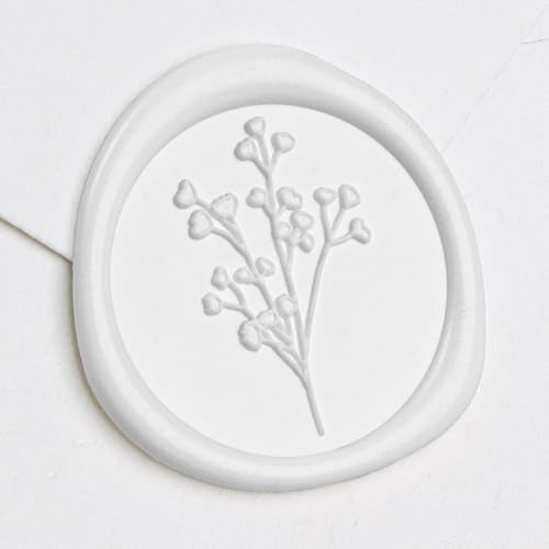UNIQOOO Wax Seal Stickers - Baby‘s Breath Wedding Invitation Envelope Seal Stickers, Botanical 50 Pcs Self- Adhesive White Stickers, Perfect for Invitation, Gift Wrapping, Crafts (Snow White) - color: Snow White
